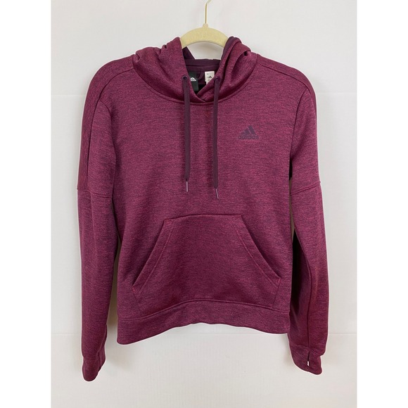 adidas Tops - Adidas Hoodie Pullover Womens‎ Small Burgundy Heathered Fleece Thumbhole Sporty